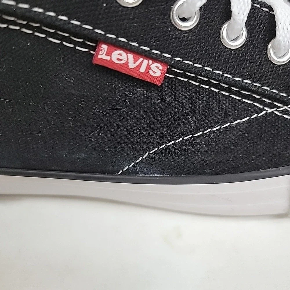 Levis Women's Size 8.5 Logo Sneakers Canvas Low-Top Shoes‎ Black/White